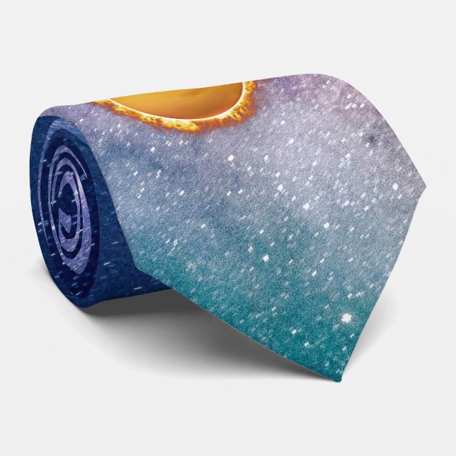 Bright Yellow Sun Our Star With Sunspots Tie (Rolled)