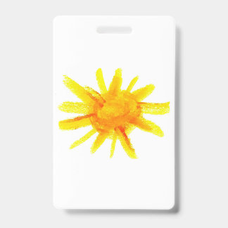 Bright yellow sun painted by hand ID badge