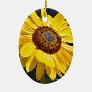 Bright yellow sunflower ceramic ornament