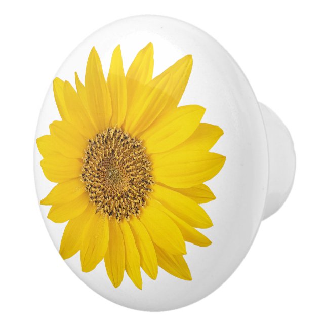 Bright Yellow Sunflower Floral Ceramic Knob (Right)