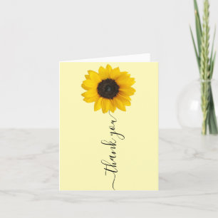 Bright Yellow Sunflower   Hand Lettered Thank You Card
