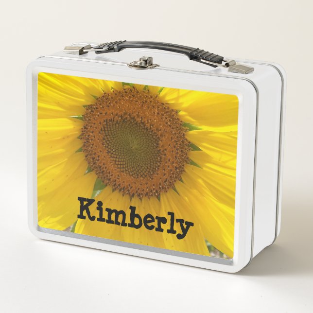 Bright Yellow Sunflower Metal Lunch Box (Front)