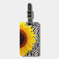Bright Yellow Sunflower on Zebra Print Stripes