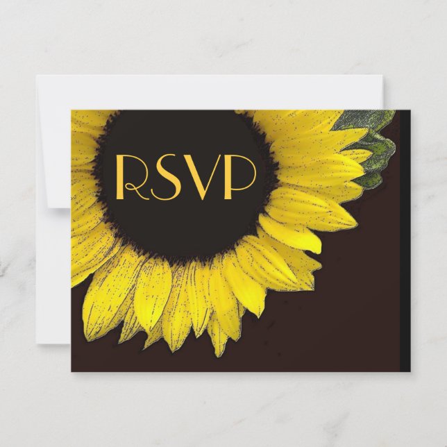 Bright Yellow Sunflower RSVP Wedding Response Card (Front)