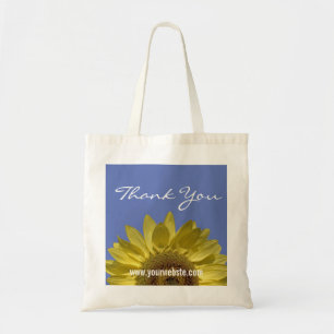 bright yellow sunflower thank you tote bag