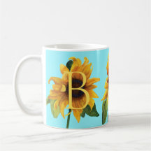 Bright Yellow Sunflowers Botanical Watercolor Mug