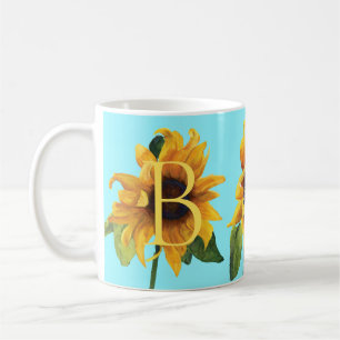Bright Yellow Sunflowers Botanical Watercolor Mug