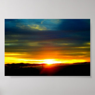 Bright yellow Sunset. Poster