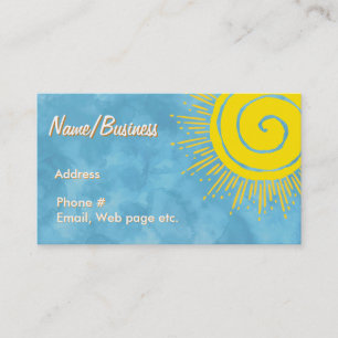 Bright Yellow Sunshine In Blue Sky Custom   Business Card