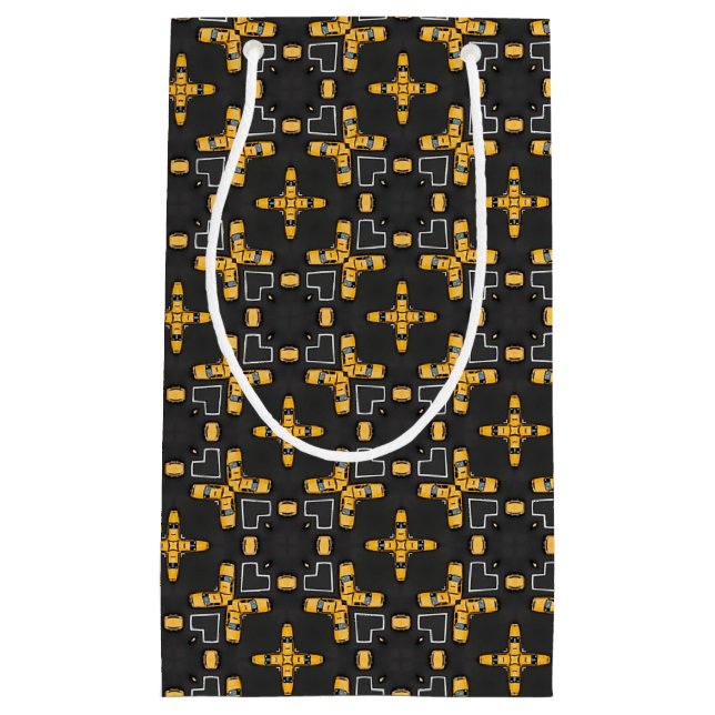 Bright Yellow Taxi Cab Pattern Small Gift Bag (Front)