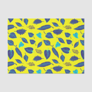 Bright Yellow Tropical Leaf Pattern Tissue Paper