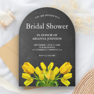 Bright Yellow Tulip Flowers Bridal Shower Invitation