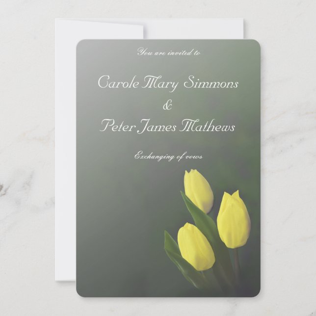 Bright Yellow Tulip Flowers Wedding Invitation (Front)