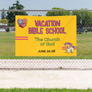 Bright Yellow Vacation Bible School Church Banner