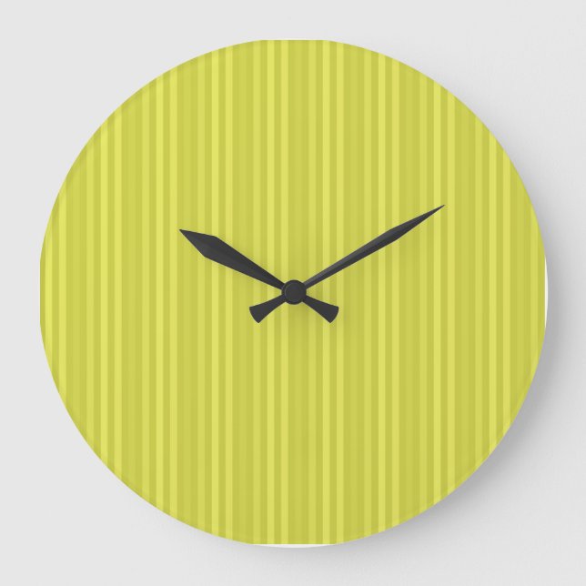 Bright Yellow Vertical Stripes Large Clock (Front)