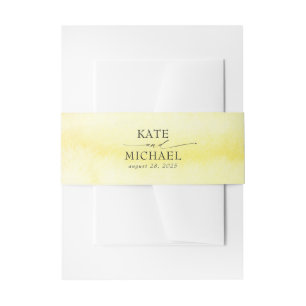 Bright Yellow Watercolors Modern Invitation Belly Band
