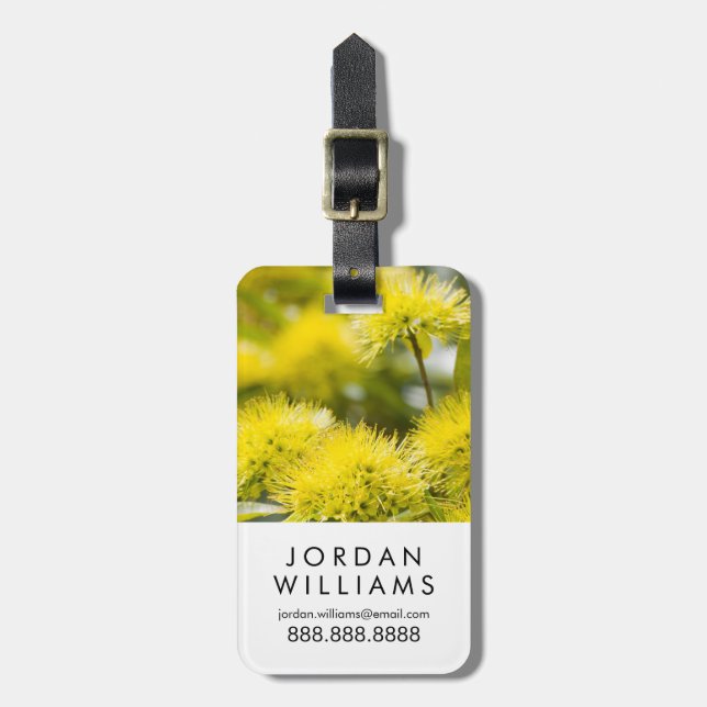 Bright Yellow Wattle Tree Luggage Tag (Front Vertical)