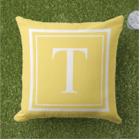 Bright Yellow White Square Frame Monogram
