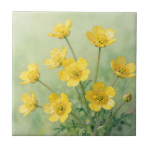 Bright Yellow Wildflower Spring Meadow Ceramic Tile