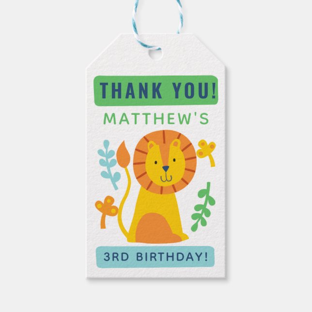 Bright Zoo Jungle Animals FAVOR TAG (Front)