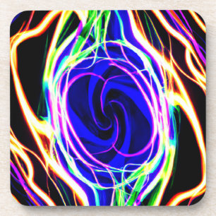 Brighten Up Your Space with Neon Patterns Coaster