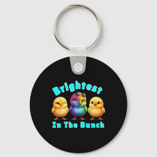 Brightest Chicken In The Bunch Rainbow Easter Pun Key Ring