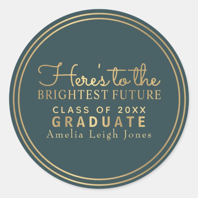 Brightest Future Gold Graduate Envelope Sticker (Front)