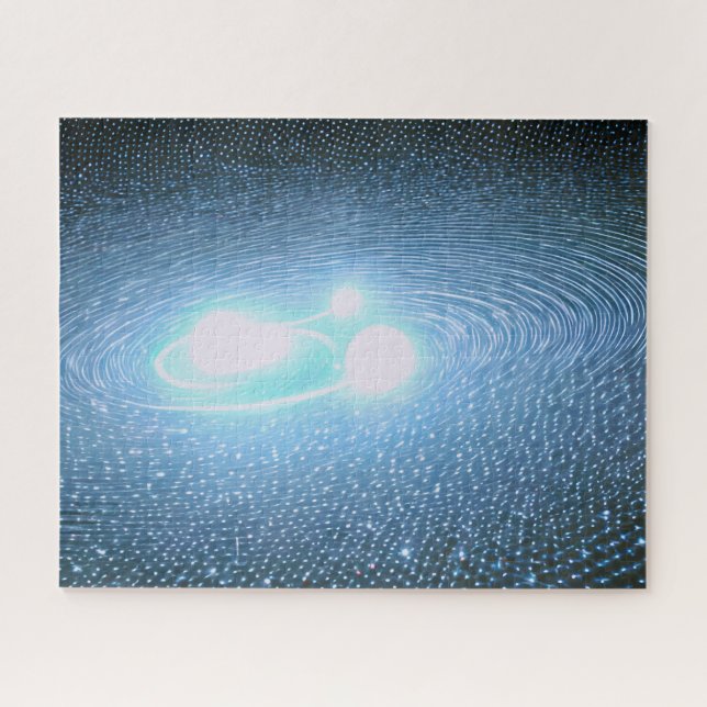 Brightest white light spheres orbiting in universe jigsaw puzzle (Horizontal)