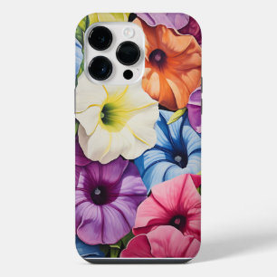 BRIGHTLY COLORED 3-D LOOK PETUNIA FLOWERS iPhone 14 PRO MAX CASE