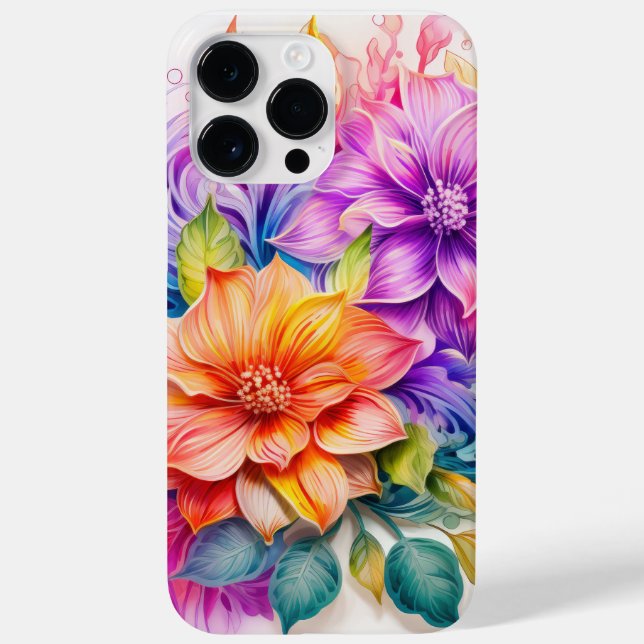 BRIGHTLY COLORED 3D LOOK FLOWERS  Case-Mate iPhone CASE (Back)