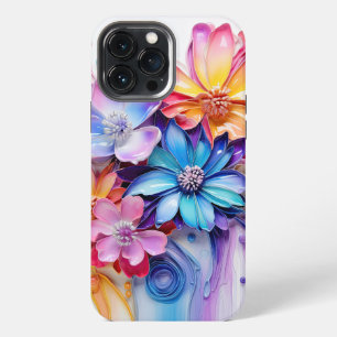 BRIGHTLY COLORED 3D LOOK FLOWERS iPhone 13 PRO MAX CASE