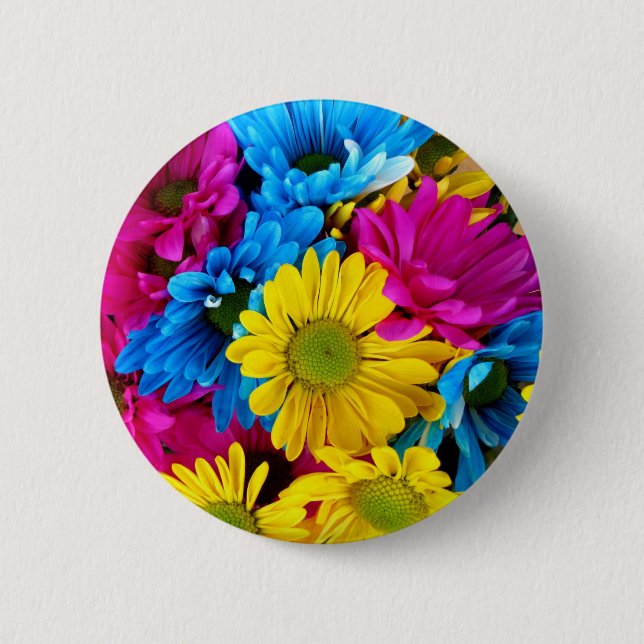 Brightly Colored Daisies 6 Cm Round Badge (Front)