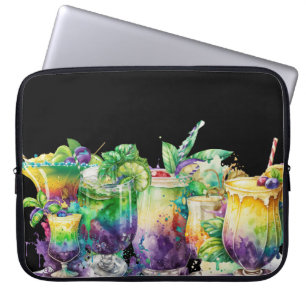 BRIGHTLY COLORED FESTIVE MARDI GRAS BEVERAGES LAPTOP SLEEVE