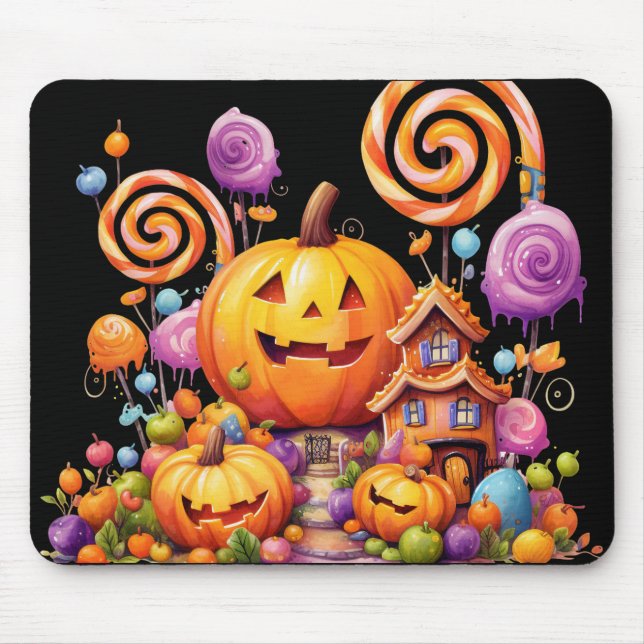 BRIGHTLY COLORED HALLOWEEN CANDY MOUSE PAD (Front)