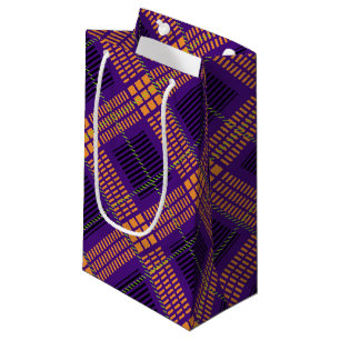 BRIGHTLY COLORED HALLOWEEN PLAID PATTERNS SMALL GIFT BAG
