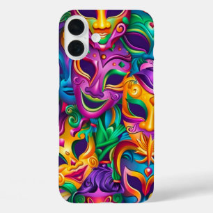 BRIGHTLY COLORED MARDI GRAS MASK iPhone 16 PLUS CASE