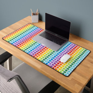 BRIGHTLY COLORED RAINBOW VALENTINE HEARTS DESK MAT