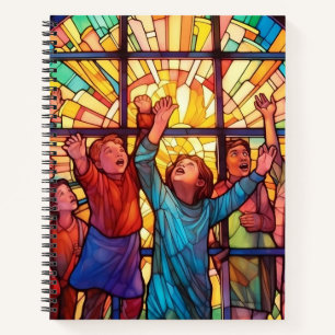 BRIGHTLY COLORED STAINED GLASS CHILDREN NOTEBOOK