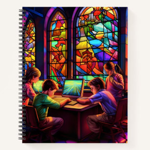 BRIGHTLY COLORED STAINED GLASS CHILDREN NOTEBOOK