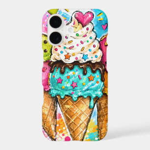 BRIGHTLY COLORED SUMMER ICE CREAM CONES