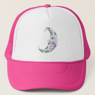 Brightly Coloured Abstract Fantasy Crescent Moon Trucker Hat
