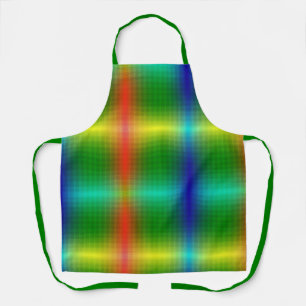 Brightly coloured apron with a chequered pattern 