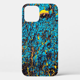 Brightly Coloured Blue and Yellow Abstract Pattern iPhone 12 Case