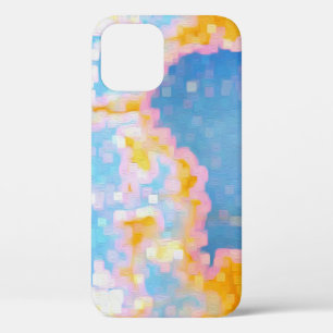 Brightly Coloured Blue Pink Yellow Abstract iPhone 12 Case