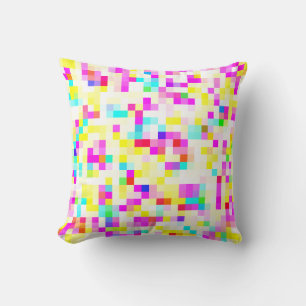Brightly Coloured Blue Purple Yellow Abstract Cushion