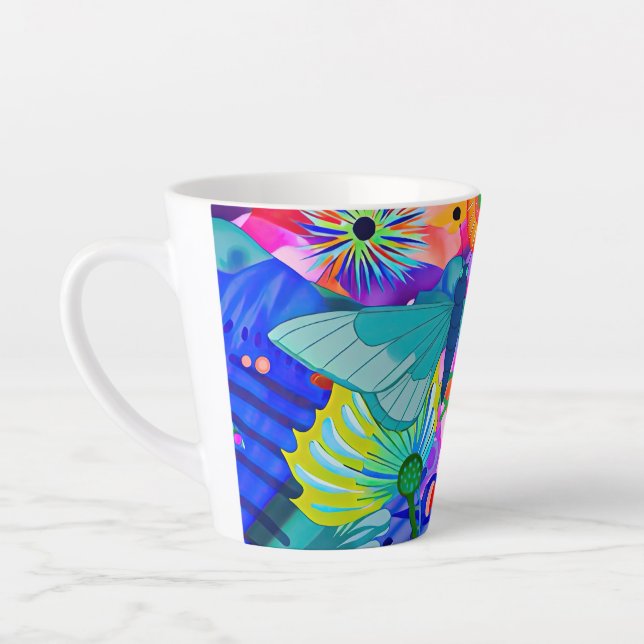 Brightly Coloured Butterfly Latte Mug (Left)