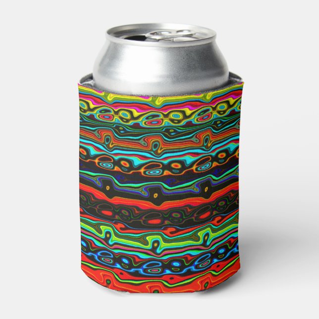 Brightly Coloured Crazy Colourful Abstract Pattern Can Cooler (Can Front)