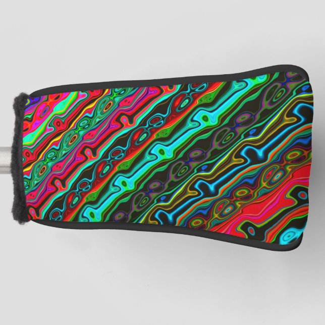 Brightly Coloured Crazy Colourful Abstract Pattern Golf Head Cover (Front)