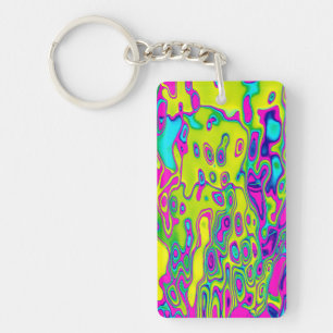 Brightly Coloured Crazy Colourful Abstract Pattern Key Ring