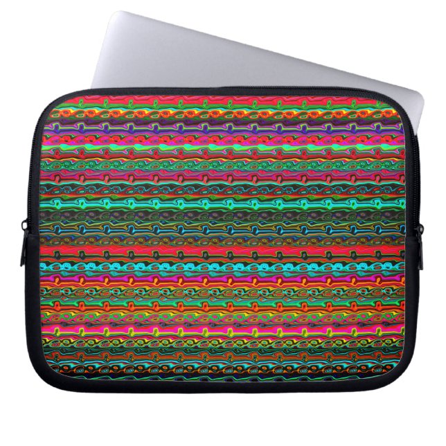 Brightly Coloured Crazy Colourful Abstract Pattern Laptop Sleeve (Front)